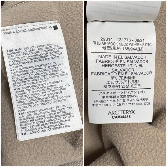 Arc’teryx women's Rho AR Mock Neck Pullover fleece beige size M medium Polartec - Picture 10 of 10
